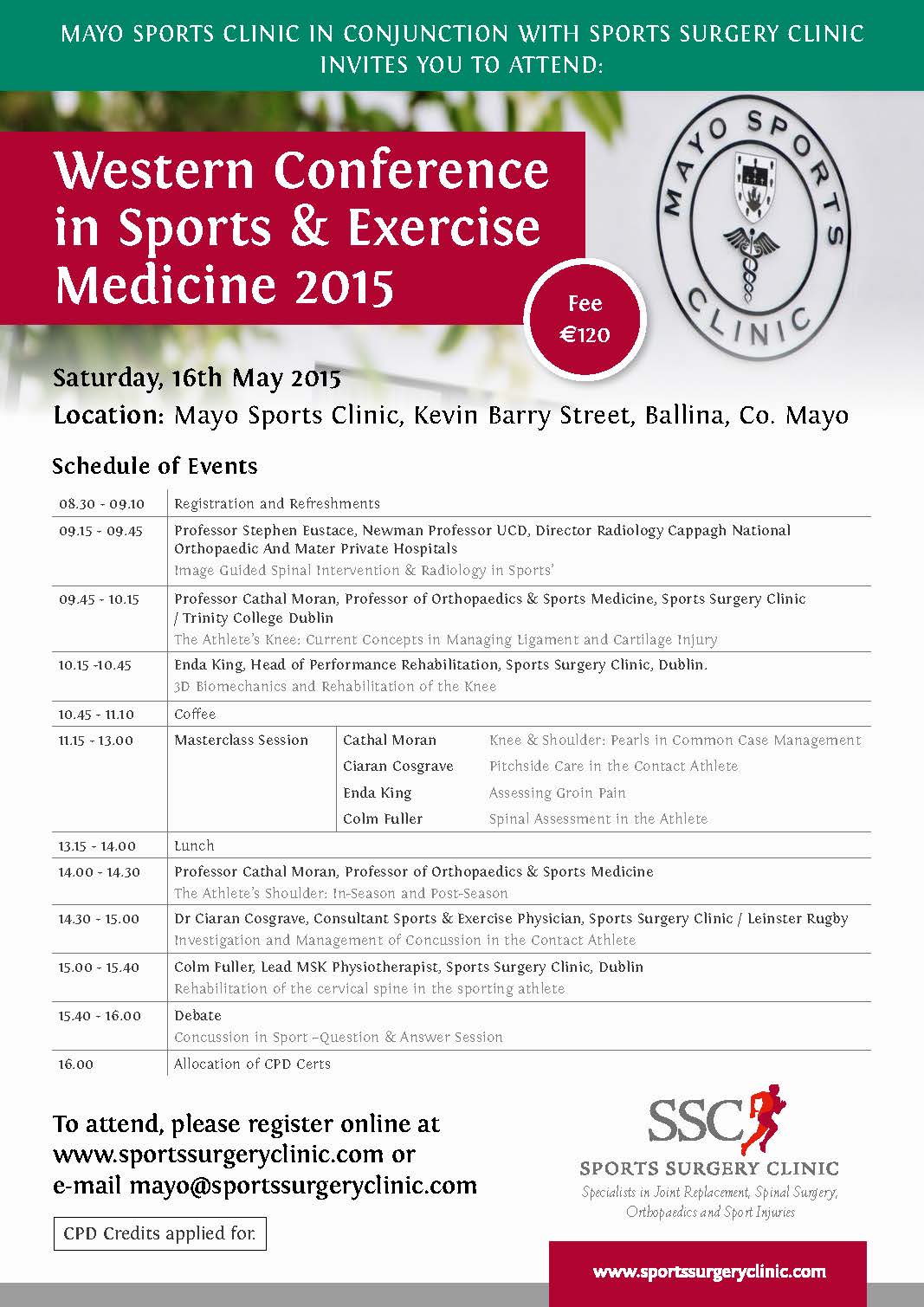 programme schedule for western conference in sports and exercise medicine